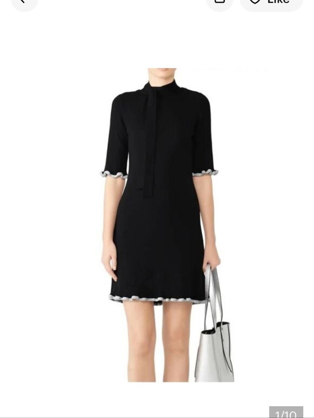Zara Ribbed Black Knit Mini Dress with Contrast Trim Size Medium